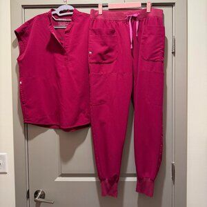 FIGS Dark Magenta – Rafaela (M) & Boston Slim Jogger (L Tall)